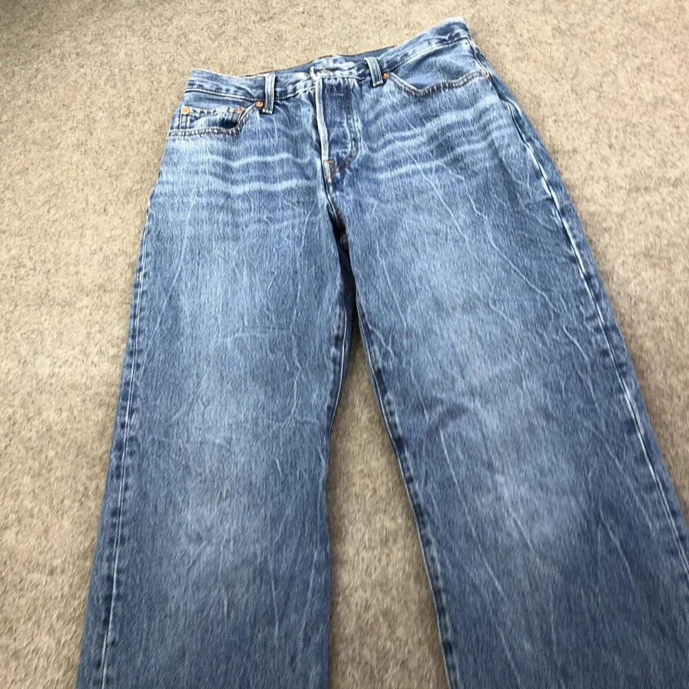 Levis 501 90s Jeans Womens 28 Blue Medium Wash High Rise Relaxed Straight - Picture 3 of 12